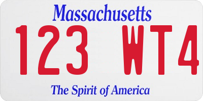 MA license plate 123WT4