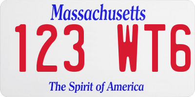 MA license plate 123WT6