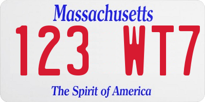 MA license plate 123WT7