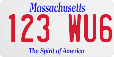 MA license plate 123WU6
