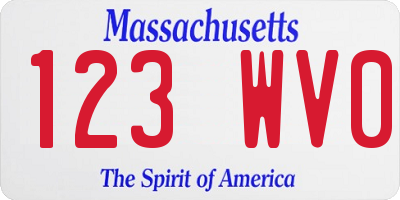 MA license plate 123WV0