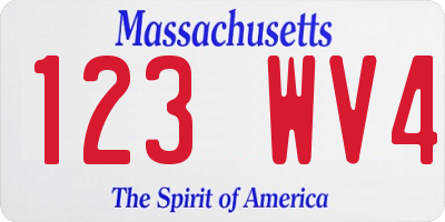MA license plate 123WV4