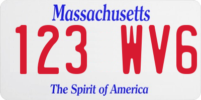 MA license plate 123WV6