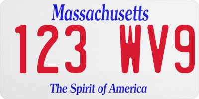 MA license plate 123WV9
