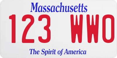 MA license plate 123WW0