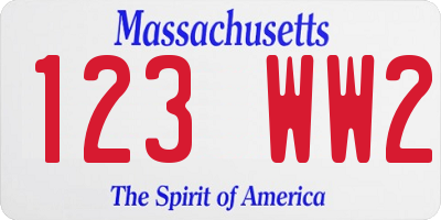 MA license plate 123WW2