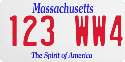 MA license plate 123WW4
