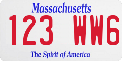 MA license plate 123WW6