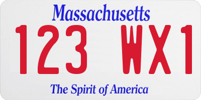 MA license plate 123WX1