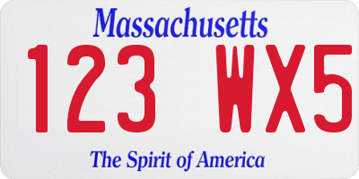 MA license plate 123WX5