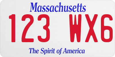 MA license plate 123WX6