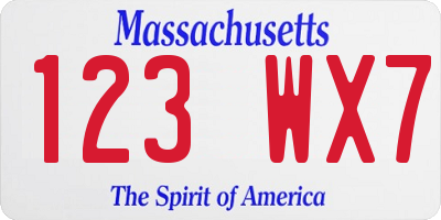 MA license plate 123WX7