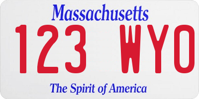 MA license plate 123WY0