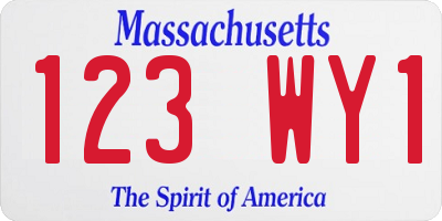 MA license plate 123WY1