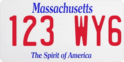 MA license plate 123WY6