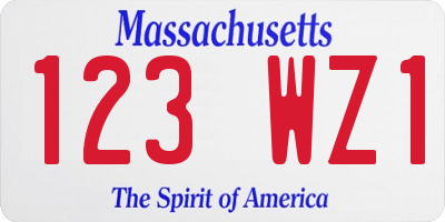 MA license plate 123WZ1
