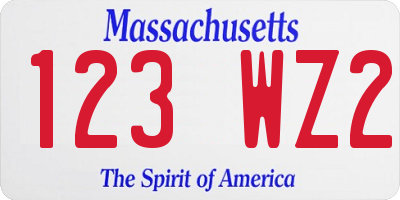 MA license plate 123WZ2