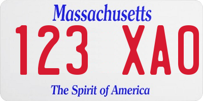 MA license plate 123XA0