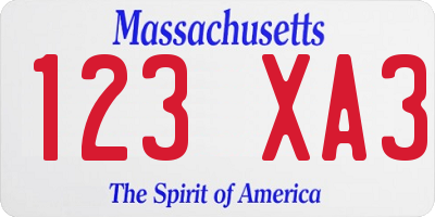 MA license plate 123XA3