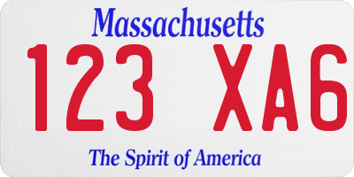 MA license plate 123XA6