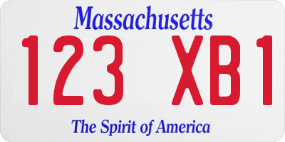 MA license plate 123XB1