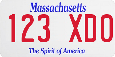 MA license plate 123XD0