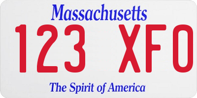 MA license plate 123XF0