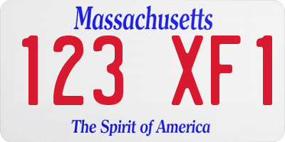 MA license plate 123XF1