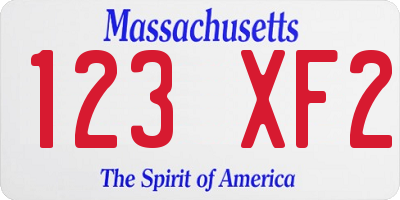 MA license plate 123XF2