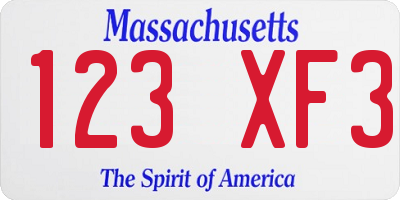 MA license plate 123XF3