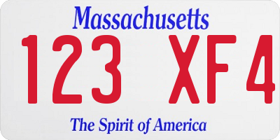 MA license plate 123XF4