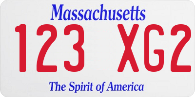 MA license plate 123XG2