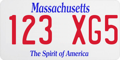 MA license plate 123XG5