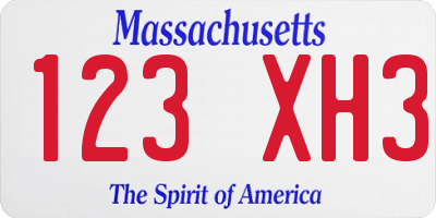 MA license plate 123XH3