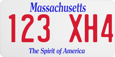 MA license plate 123XH4