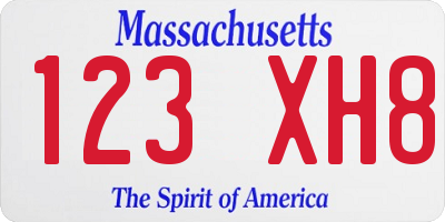 MA license plate 123XH8