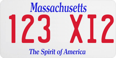 MA license plate 123XI2