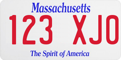 MA license plate 123XJ0