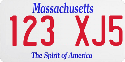 MA license plate 123XJ5