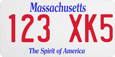 MA license plate 123XK5