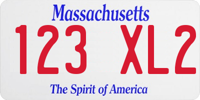 MA license plate 123XL2