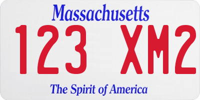 MA license plate 123XM2
