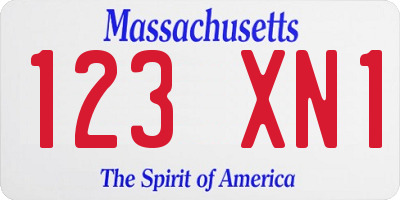 MA license plate 123XN1