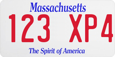 MA license plate 123XP4
