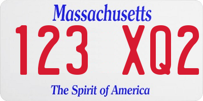 MA license plate 123XQ2