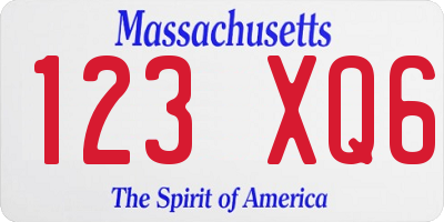 MA license plate 123XQ6