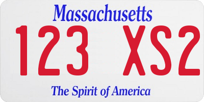 MA license plate 123XS2