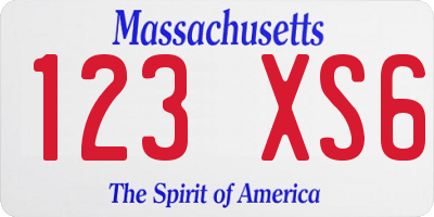 MA license plate 123XS6