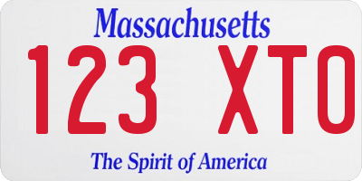 MA license plate 123XT0