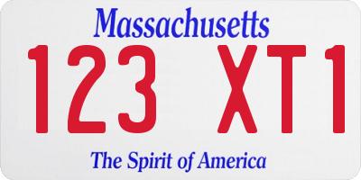 MA license plate 123XT1